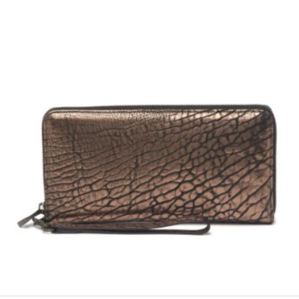 'Imogen' Washed Italian Lambskin Leather Checkbook Clutch